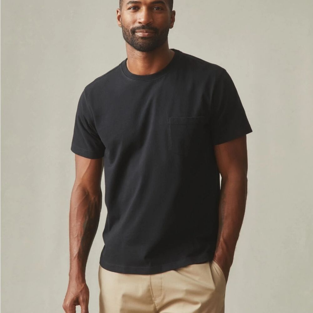 New American Giant Pocket Tee Black Made In The Usa Size S